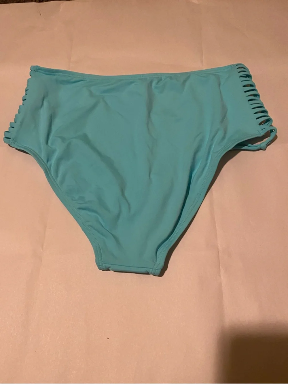 Ibiza High-Waist Strappy Side Bikini Bottom - Aqua Size M